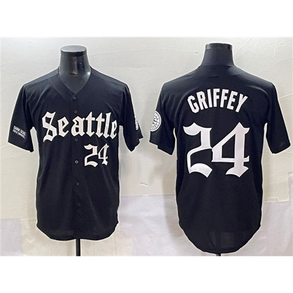 Seattle Mariners #24 Ken Griffey Jr. Black KLUNKIM 'Deep Sea Gothic Edition' Vapor Premier Limited Stitched Jersey