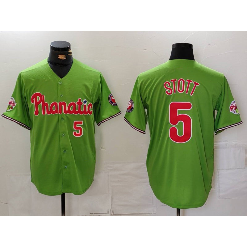 Philadelphia Phillies #5 Bryson Stott Number Green KLUNKIM With Patch Stitched Cool Base Jersey