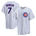 Chicago Cubs #7 Dansby Swanson White KLUNKIM Replica Player Jersey
