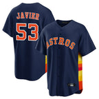 Houston Astros #53 Cristian Javier Player Navy KLUNKIM Home Game Stitched Jerseys