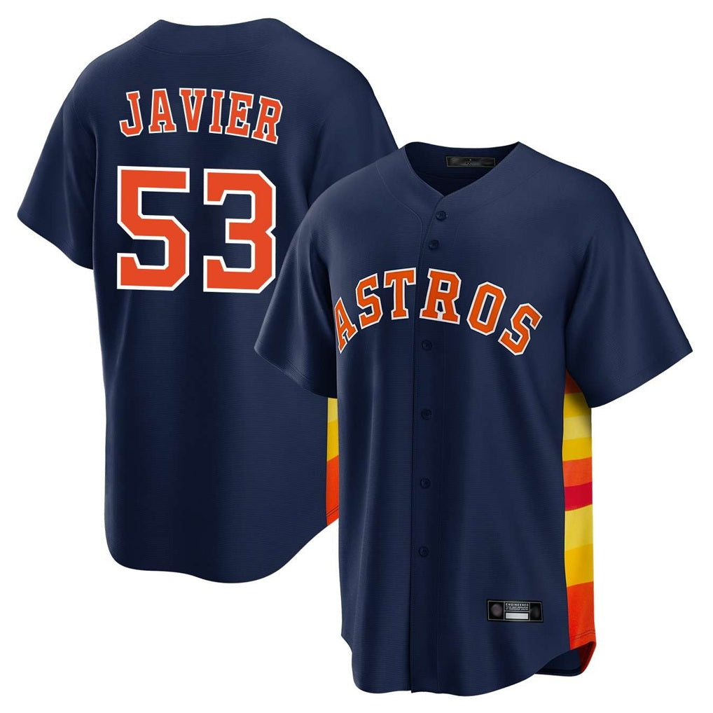 Houston Astros #53 Cristian Javier Player Navy KLUNKIM Home Game Stitched Jerseys