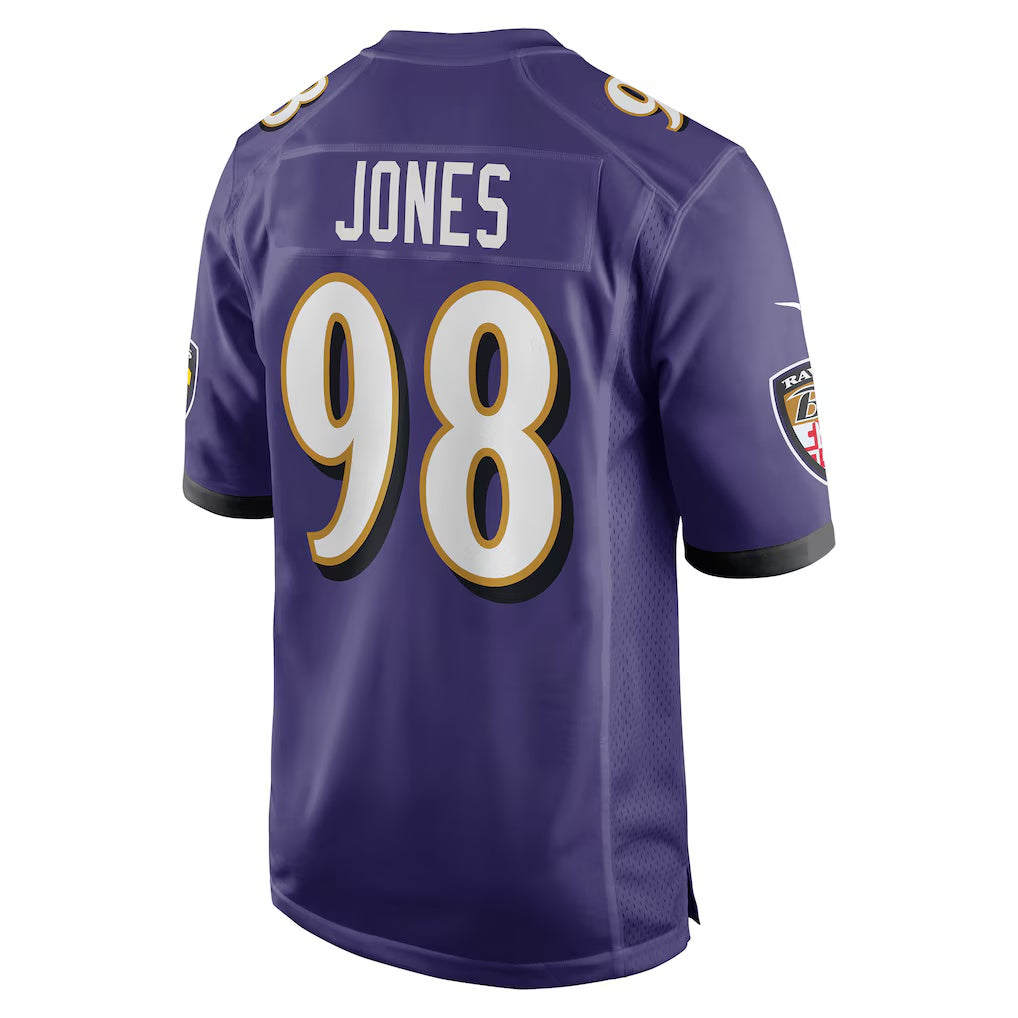 B.Ravens #98 Travis Jones Purple KLUNKIM Player Game Jersey