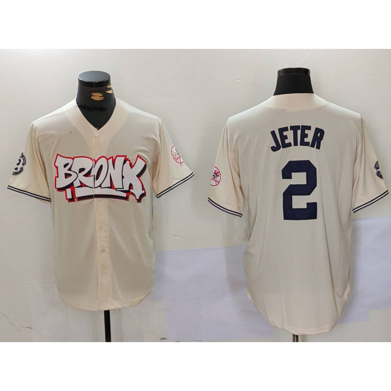 New York Yankees #2 Derek Jeter Cream KLUNKIM Limited Stitched Jersey 2