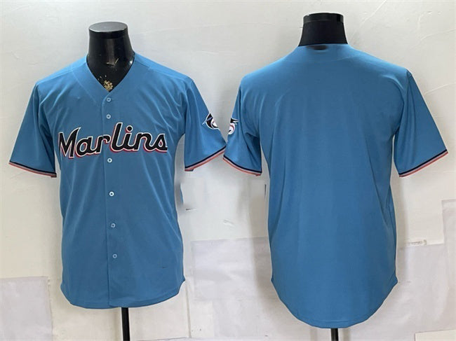Miami Marlins Blank Blue KLUNKIM Cool Base Stitched Jersey