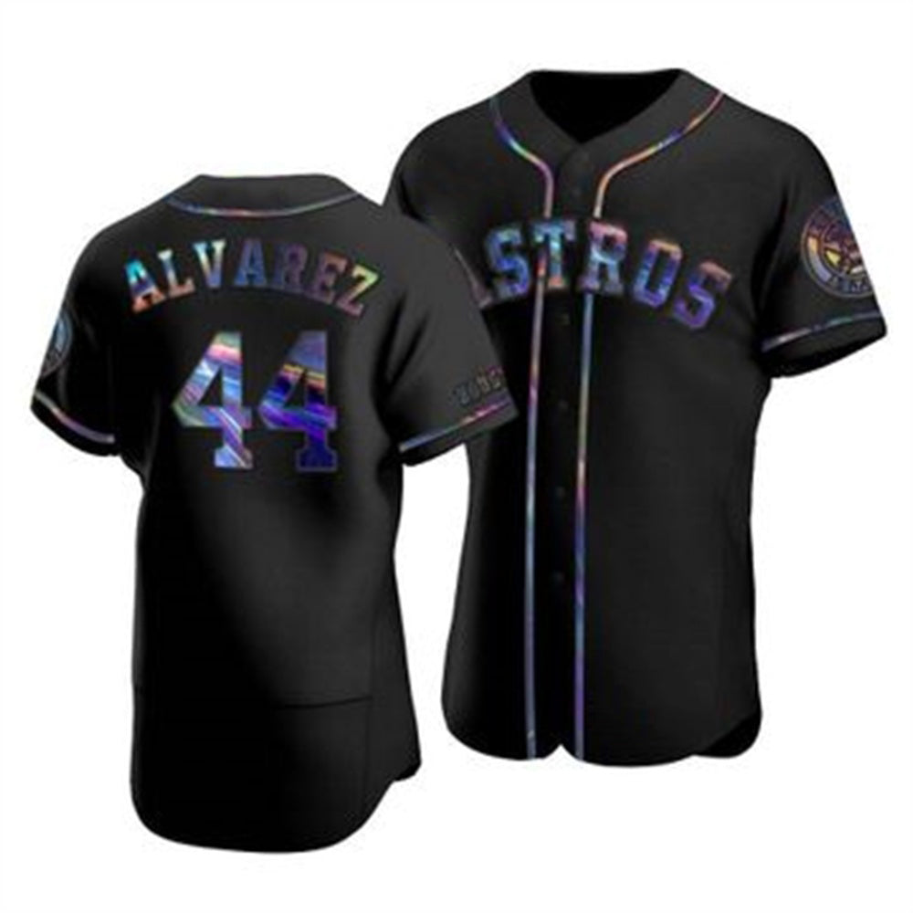 Houston Astros #44 Yordan Alvarez Iridescent Holographic Collection Jersey - Black KLUNKIM