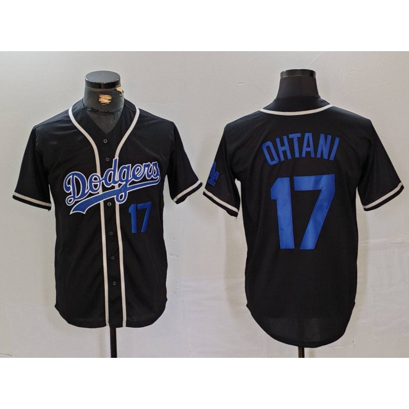 Los Angeles Dodgers #17 Shohei Ohtani Number Black KLUNKIM Cool Base With Patch Stitched Jerseys