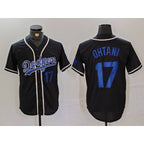 Los Angeles Dodgers #17 Shohei Ohtani Number Black KLUNKIM Cool Base With Patch Stitched Jerseys
