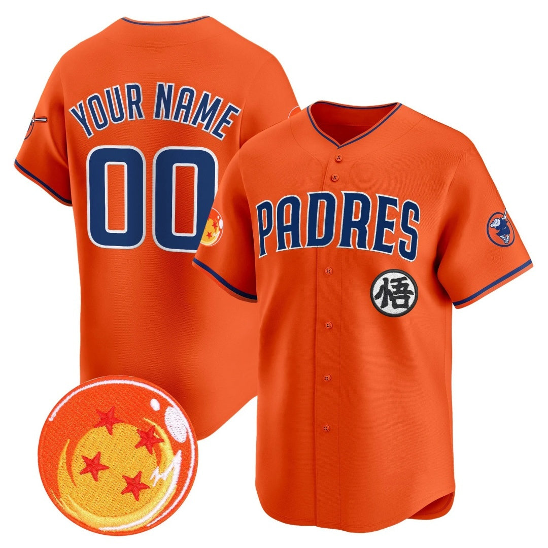 Custom San Diego Padres x Dragon Ball Orange KLUNKIM Vapor Premier Limited Jersey - All Stitched