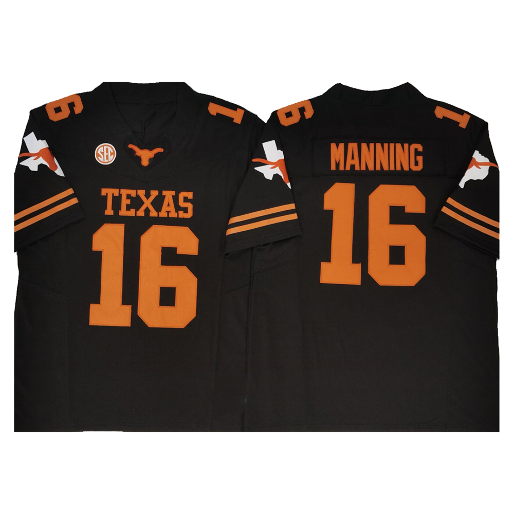 T.Longhorns #16 Arch Manning Black F.U.S.E Stitched American College Jerseys