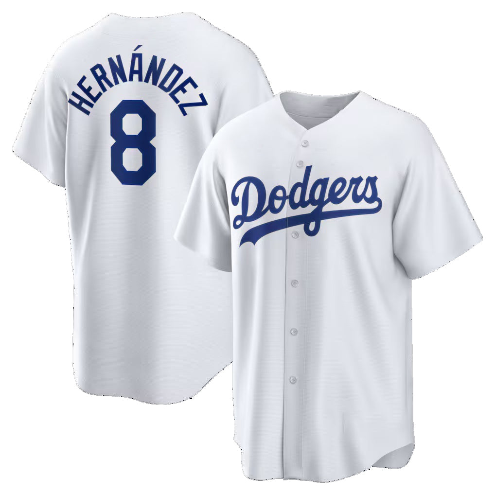 Los Angeles Dodgers #8 Enrique Hernandez White KLUNKIM Home Replica Jersey