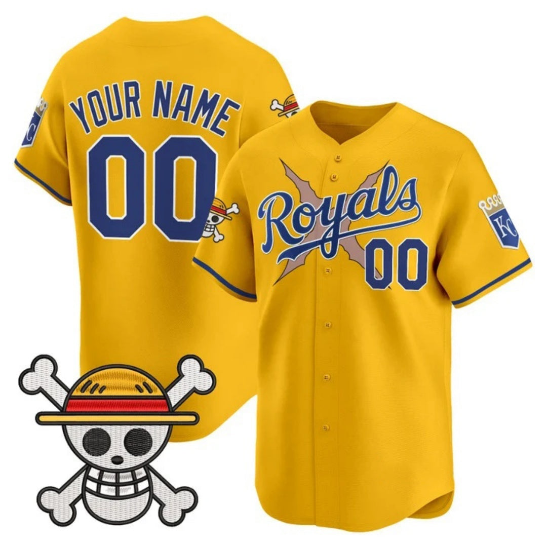 Custom Kansas City Royals x One Piece Gold KLUNKIM Vapor Premier Limited Jersey - Stitched