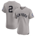 New York Yankees #2 Derek Jeter Gray KLUNKIM Road 2020 Hall of Fame Induction Patch Elite Player Jersey