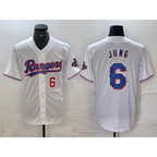 Texas Rangers #6 Josh Jung Number White KLUNKIM 2023 World Series Champions Cool Base Jersey 2