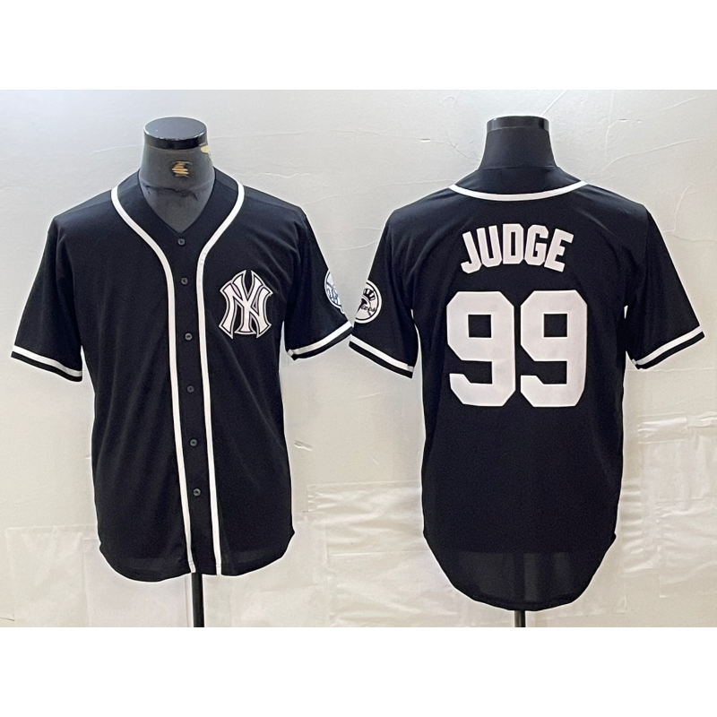 New York Yankees #99 Aaron Judge Black White KLUNKIM Cool Base Stitched Jersey