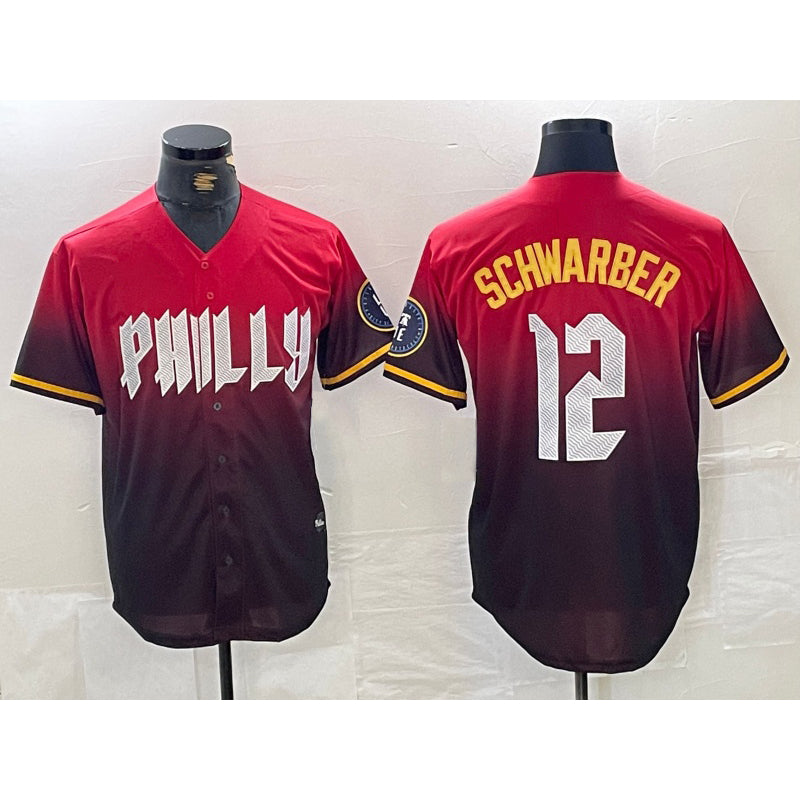 Philadelphia Phillies #12 Kyle Schwarber Red KLUNKIM 2024 City Cool Base Jersey
