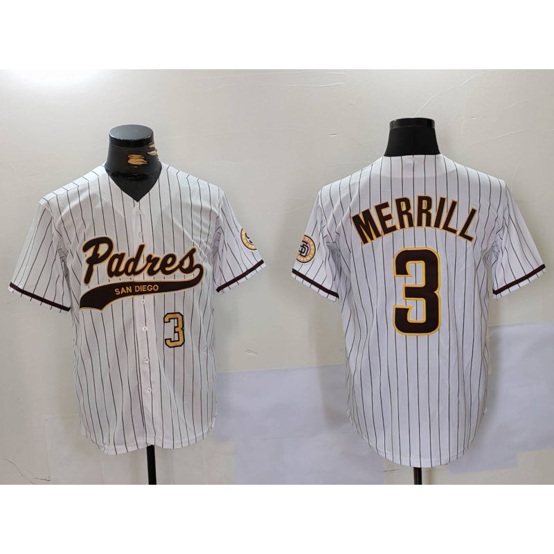 San Diego Padres #3 Jackson Merrill White KLUNKIM 2023 Cool Base Stitched Jerseys