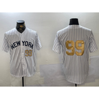 New York Yankees #99 Aaron Judge White KLUNKIM Pinstripe Without Name Fashion Cool Base Jerseys