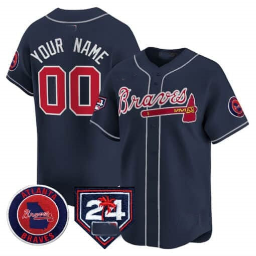 Custom Atlanta Braves 2024 Spring Training Patch Vapor Premier Limited Jersey ¨C Navy KLUNKIM