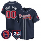 Custom Atlanta Braves 2024 Spring Training Patch Vapor Premier Limited Jersey - Navy KLUNKIM