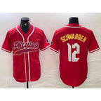 Philadelphia Phillies #12 Kyle Schwarber Red KLUNKIM 2024 City Connect Limited Stitched Jersey 2