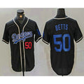 Los Angeles Dodgers #50 Mookie Betts Number Black KLUNKIM Cool Base With Patch Stitched Jersey 2