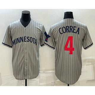 Minnesota Twins #4 Carlos Correa 2023 Grey KLUNKIM Home Team Cool Base Stitched Jersey