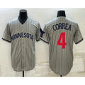 Minnesota Twins #4 Carlos Correa 2023 Grey KLUNKIM Home Team Cool Base Stitched Jersey