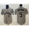 Los Angeles Dodgers #5 Freddie Freeman Grey KLUNKIM LA Gothic Style With 2025 World Series Champions Patch Limited Stitched Jersey