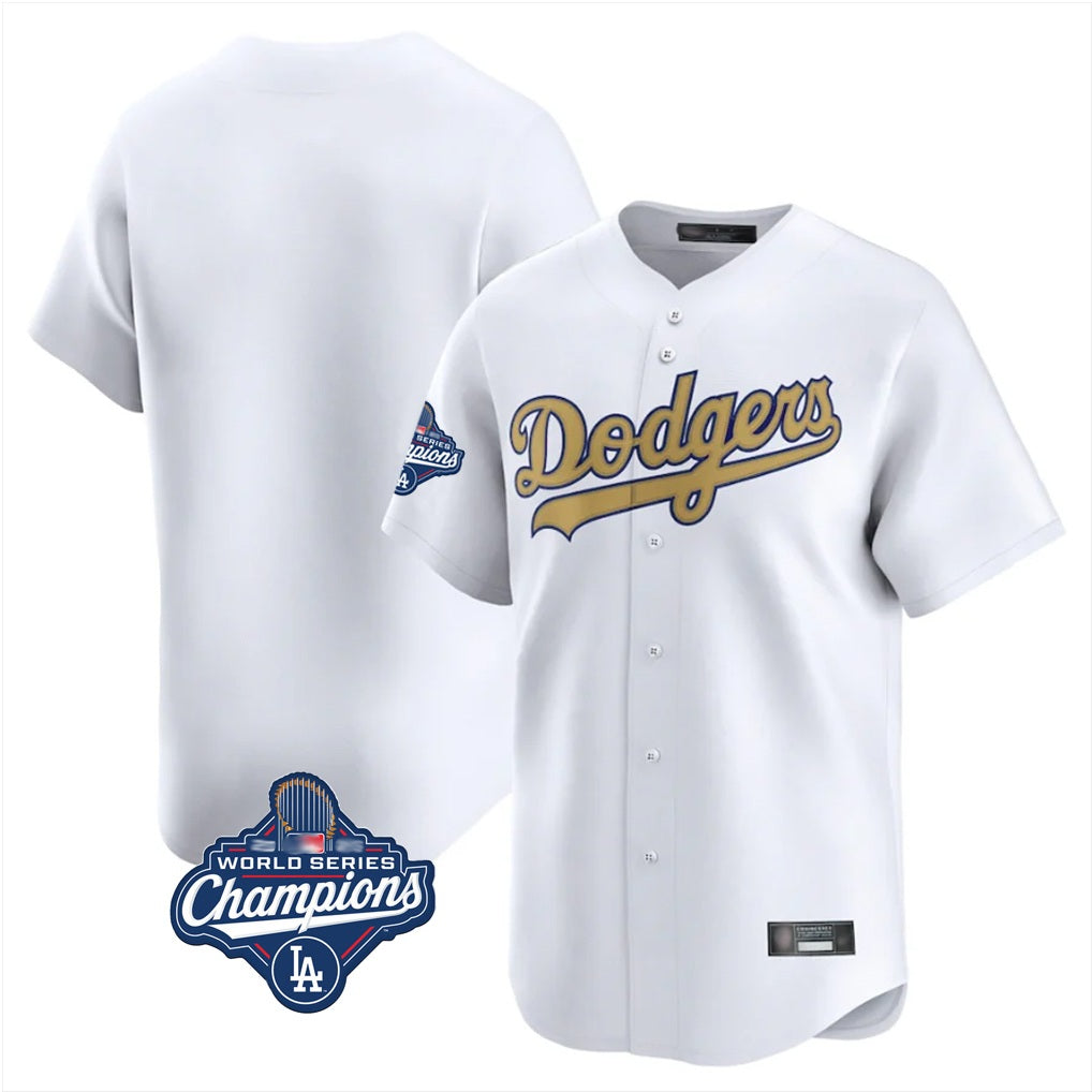 Los Angeles Dodgers Blank Player White Gold KLUNKIM Collection Limited Home World Series Meet Stitched Jerseys