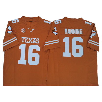 T.Longhorns #16 Arch Manning Orange F.U.S.E Stitched American College Jerseys