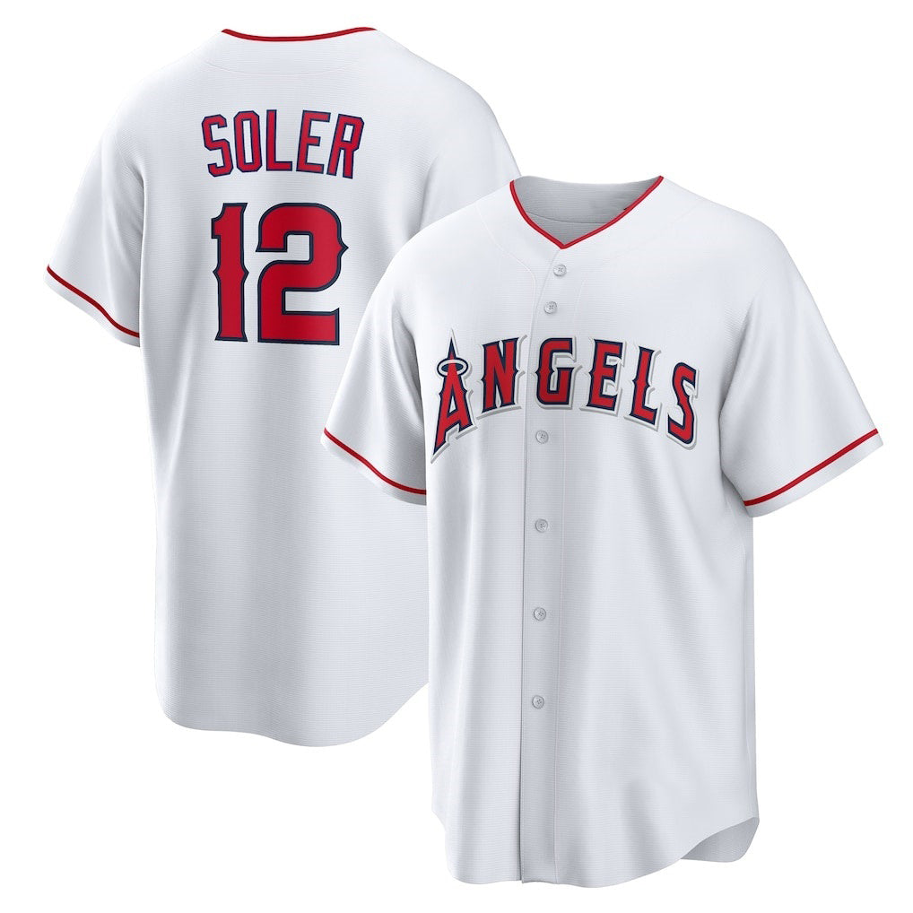 Los Angeles Angels #12 Jorge Soler White KLUNKIM Home Replica Jersey