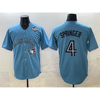 Toronto Blue Jays #4 George Springer Blue KLUNKIM 2025 World Series Cool Base Stitched Jersey