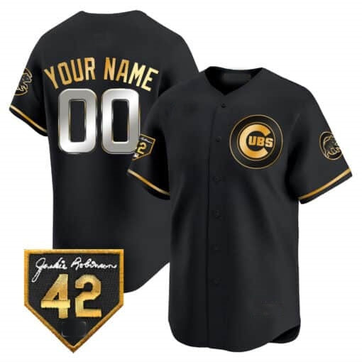 Custom Chicago Cubs 2024 Jackie Robinson Patch Vapor Premier Limited Jersey V2 - All Stitched-Black KLUNKIM
