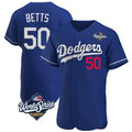 Los Angeles Dodgers #50 Mookie Betts Player Royal KLUNKIM World Series Limited Elite Home Stitched Jerseys