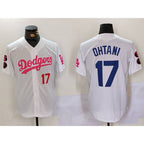Los Angeles Dodgers #17 Shohei Ohtani White Pink KLUNKIM Vin & Kobe Patch Stitched Jerseys