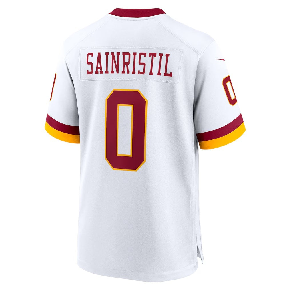 W.Commanders #0 Mike Sainristil White KLUNKIM Game Jersey