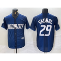 Detroit Tigers #29 Tarik Skubal 2024 Navy KLUNKIM City Connect Cool Base Limited Stitched Jersey