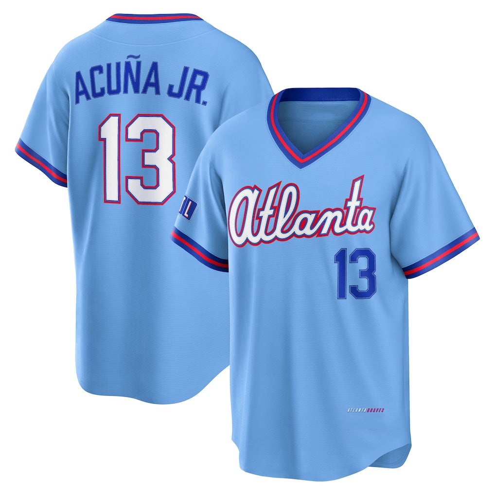 Atlanta Braves #13 Ronald Acuna Jr Powder Blue KLUNKIM 2026 City Connect Stadium Jersey