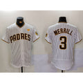 San Diego Padres #3 Jackson Merrill White KLUNKIM With PS Patch Stitched Flex Base Jersey 2