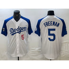 Los Angeles Dodgers #5 Freddie Freeman Number White Blue KLUNKIM Fashion Stitched Cool Base Limited Jerseys