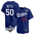 Los Angeles Dodgers #50 Mookie Betts Player Royal KLUNKIM World Series Limited Home Stitched Jerseys
