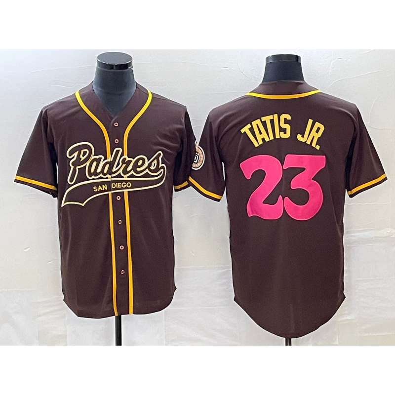 San Diego Padres #23 Fernando Tatis Jr Brown KLUNKIM NEW 2023 City Connect Cool Base Stitched Jersey 2