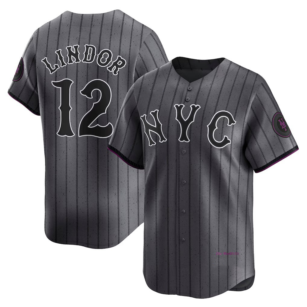 New York Mets #12 Francisco Lindor Gray KLUNKIM City Connect Limited Player Jersey