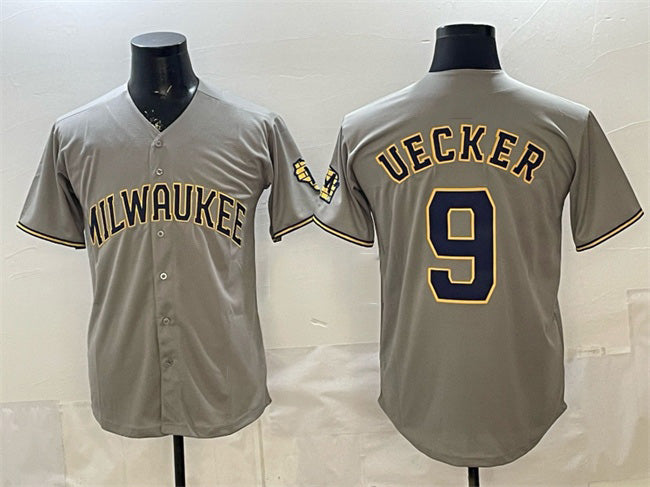 Milwaukee Brewers #9 Bob Uecker Grey KLUNKIM Home Limited Stitched Jersey