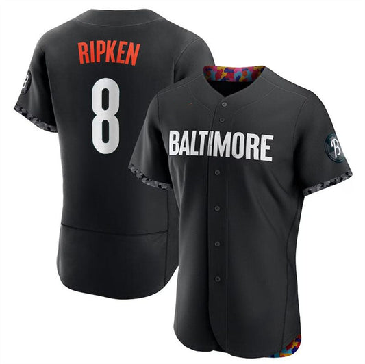 Baltimore Orioles #8 Cal Ripken Black Authentic Player Jersey Baseball Jerseys