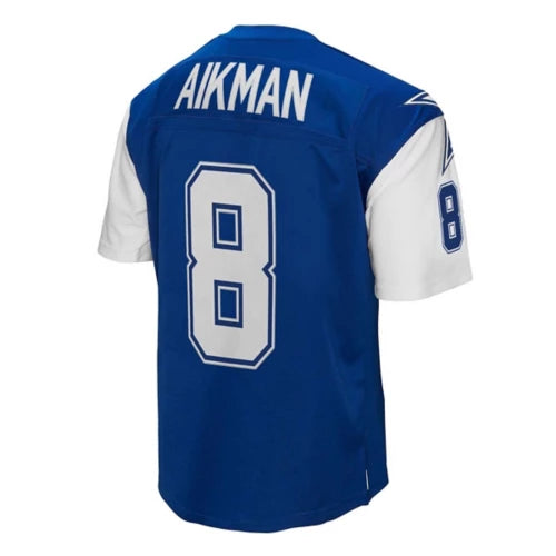 D.Cowboys #8 Troy Aikman Blue Mitchell and Ness Legacy Throwback Stitched American Football Jerseys