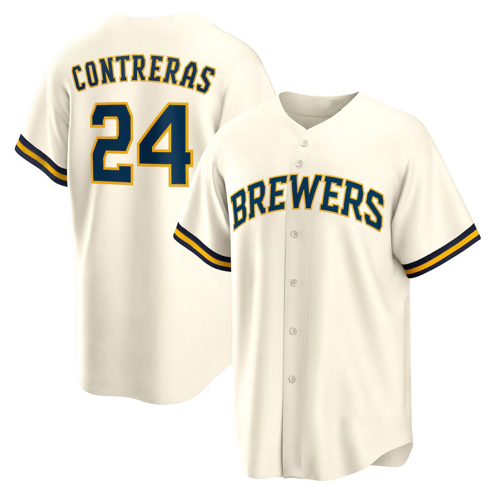 Milwaukee Brewers #24 William Contreras Cream KLUNKIM Home Replica Jersey