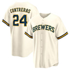 Milwaukee Brewers #24 William Contreras Cream KLUNKIM Home Replica Jersey