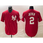 New York Yankees #2 Derek Jeter Red KLUNKIM Fashion Cool Base Jersey