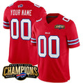 Custom B.Bills Active Player Red KLUNKIM 2023 F.U.S.E. AFC East Champions Ptach Stitched Jersey
